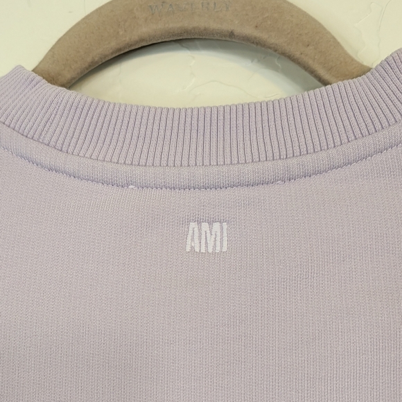 Ami Paris Ami De Cœur Cotton Sweatshirt Lilac Drawstring Waist - Picture 5 of 11